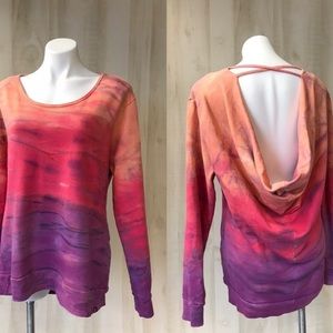Prana sweatshirt tie dye ombre open back large